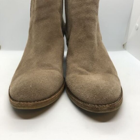 Dolce Vita Womens Size 11 Suede Pull On Ankle Boots Taupe/Tan/Khaki Stacked Heel - Picture 5 of 12